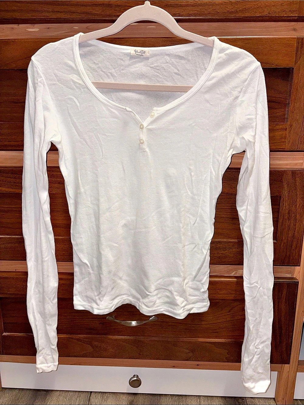Brandy Melville White Henley Long Sleeve